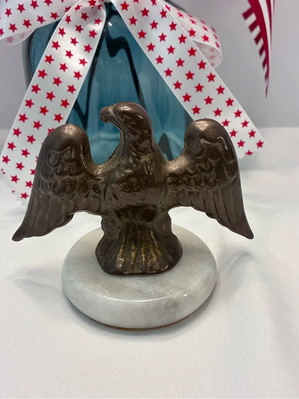 Vintage bronze eagle statue/paper weight on marble base